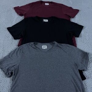 LOT OF 3 Pact Shirt Mens Large Short Sleeve Organic Cotton V-Neck Sustainable